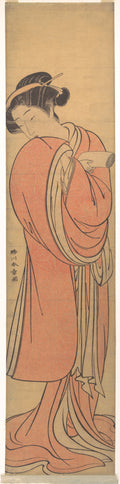 Woman in Red by Katsukawa Shunshō　勝川春章 - Ukiyo-e canvas print