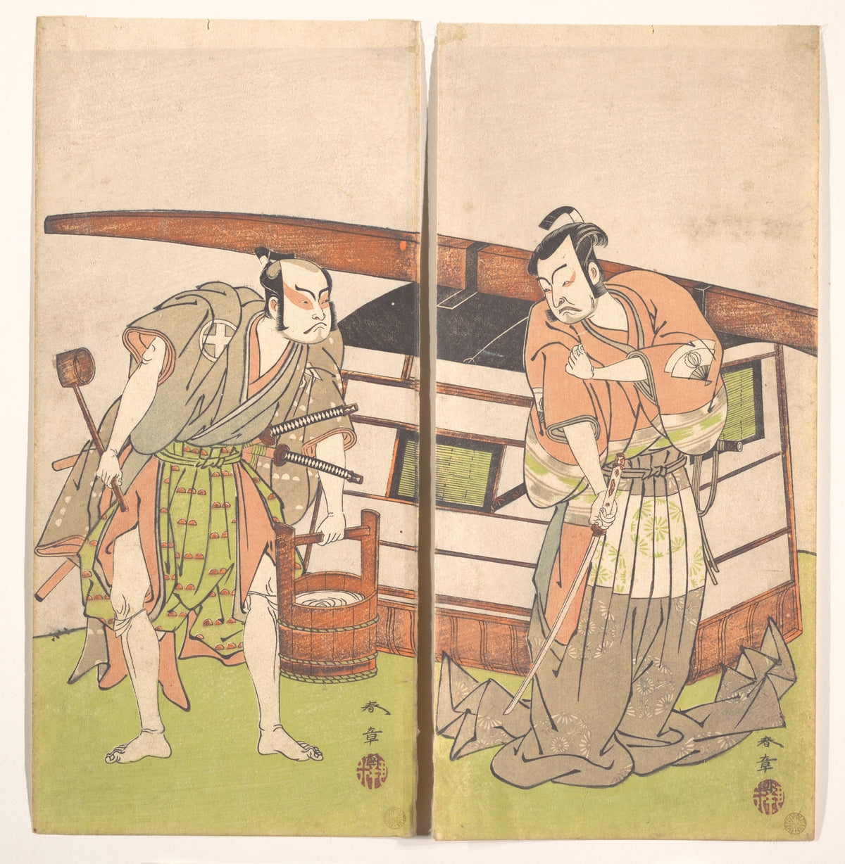 The Actor Otani Hiroji III and the Actor Onoe Kikugoro I by Katsukawa Shunshō　勝川春章 - Ukiyo-e canvas print
