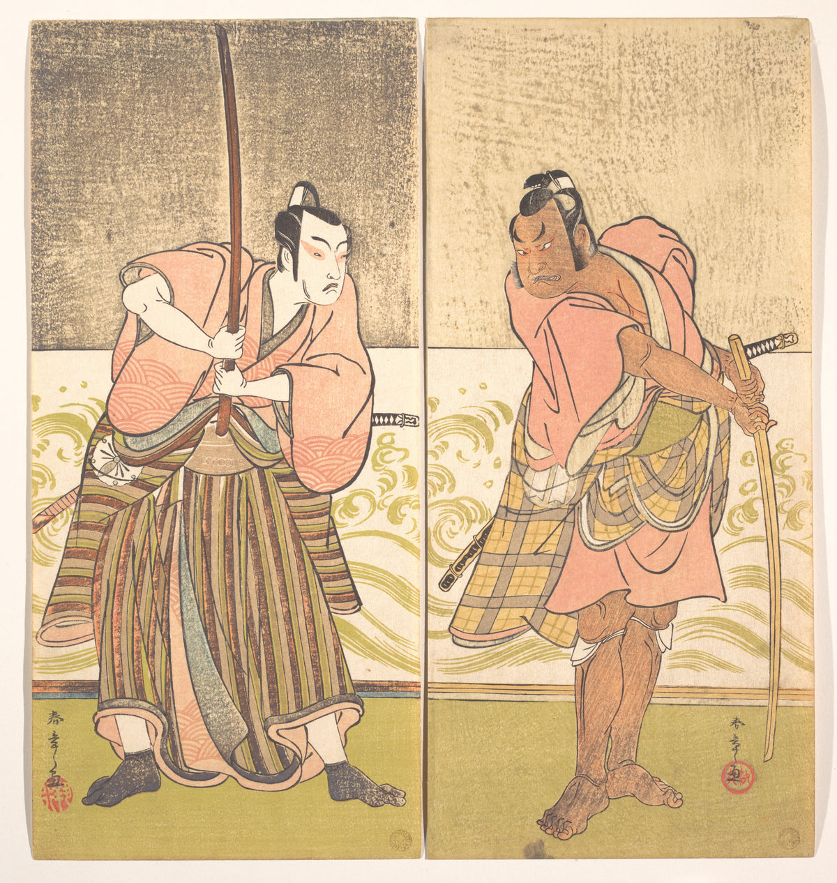 The Actor Sakata Hangoro II and the Actor Matsumoto Koshiro IV by Katsukawa Shunshō　勝川春章 - Ukiyo-e canvas print