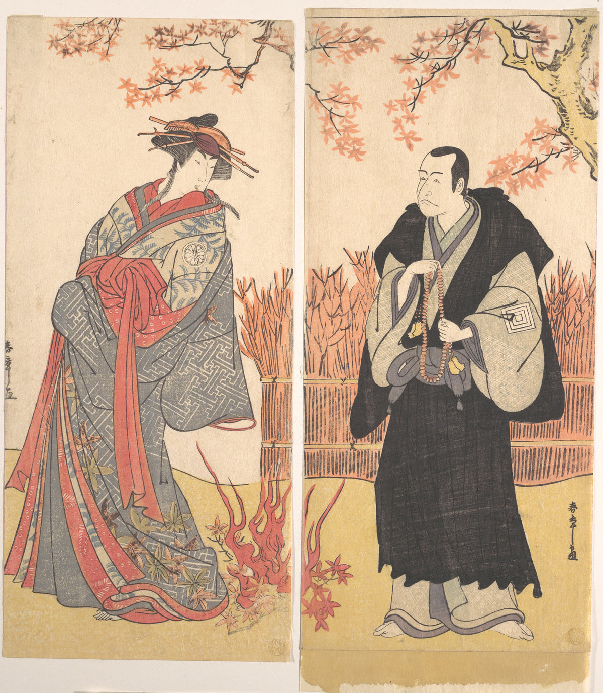 The Second Segawa Tomisaburo as a Tall Courtesan Standing in a Room by Katsukawa Shunshō　勝川春章 - Ukiyo-e canvas print