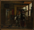 Interior with a Young Couple by Pieter de Hooch - Oil Painting canvas print