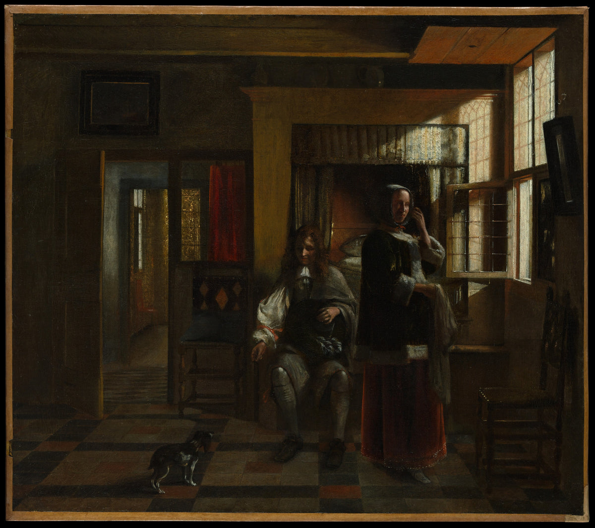 Interior with a Young Couple by Pieter de Hooch - Oil Painting canvas print