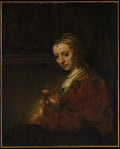 Woman with a Pink by Rembrandt (Rembrandt van Rijn) - Baroque canvas print