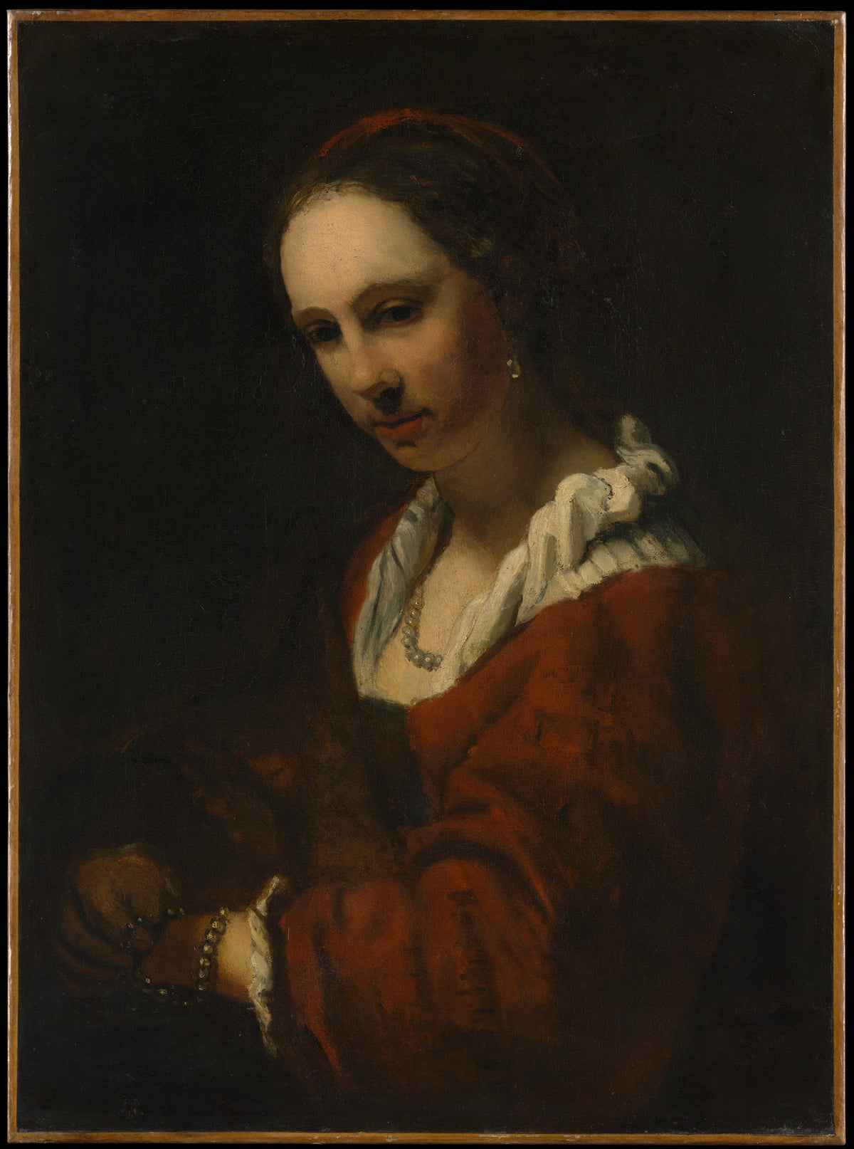 Young Woman with a Pearl Necklace by Willem Drost - Oil Painting canvas print