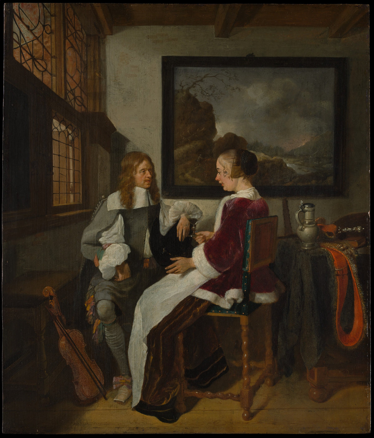Sentimental Conversation by Quirijn van Brekelenkam - Classic Art canvas print