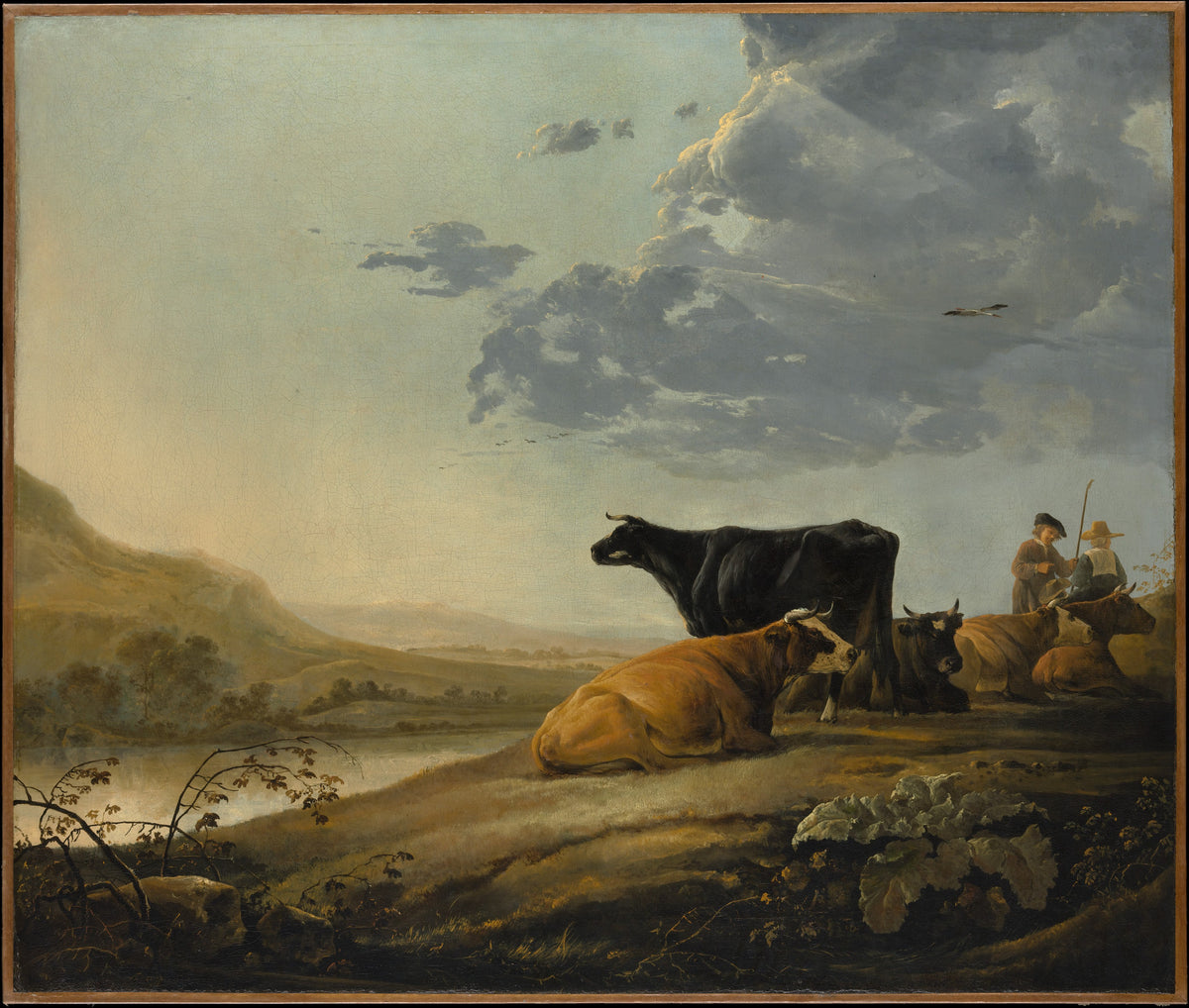 Young Herdsmen with Cows by Aelbert Cuyp - Oil Painting canvas print