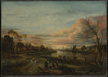 Landscape at Sunset by Aert van der Neer - Oil Painting canvas print