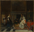 The Visit to the Nursery by Gabriël Metsu - Oil Painting canvas print