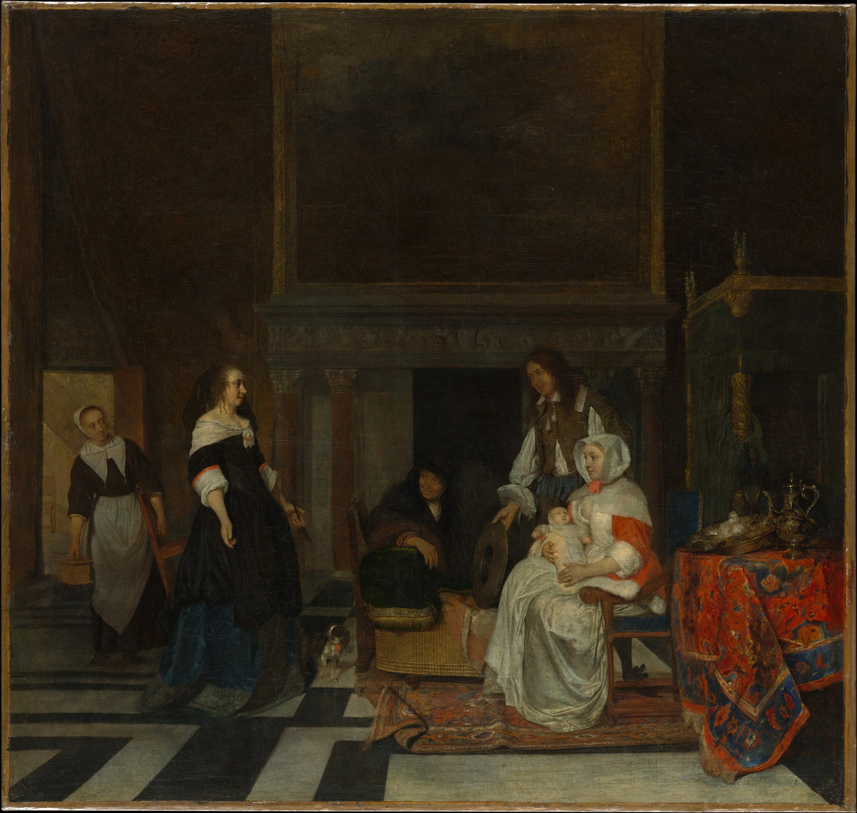 The Visit to the Nursery by Gabriël Metsu - Oil Painting canvas print