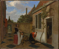 Scene in a Courtyard by Ludolf de Jongh - Oil Painting canvas print
