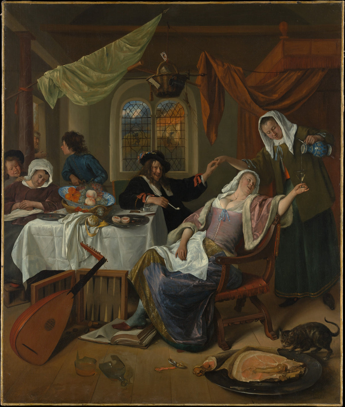 The Dissolute Household by Jan Steen - Oil Painting canvas print