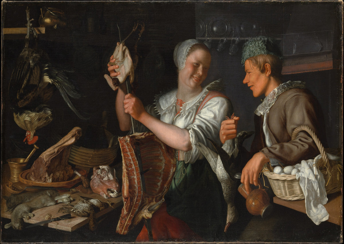 Kitchen Scene by Peter Wtewael - Oil Painting canvas print
