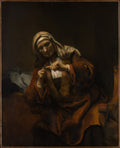 Old Woman Cutting Her Nails by Rembrandt (Rembrandt van Rijn) - Baroque canvas print
