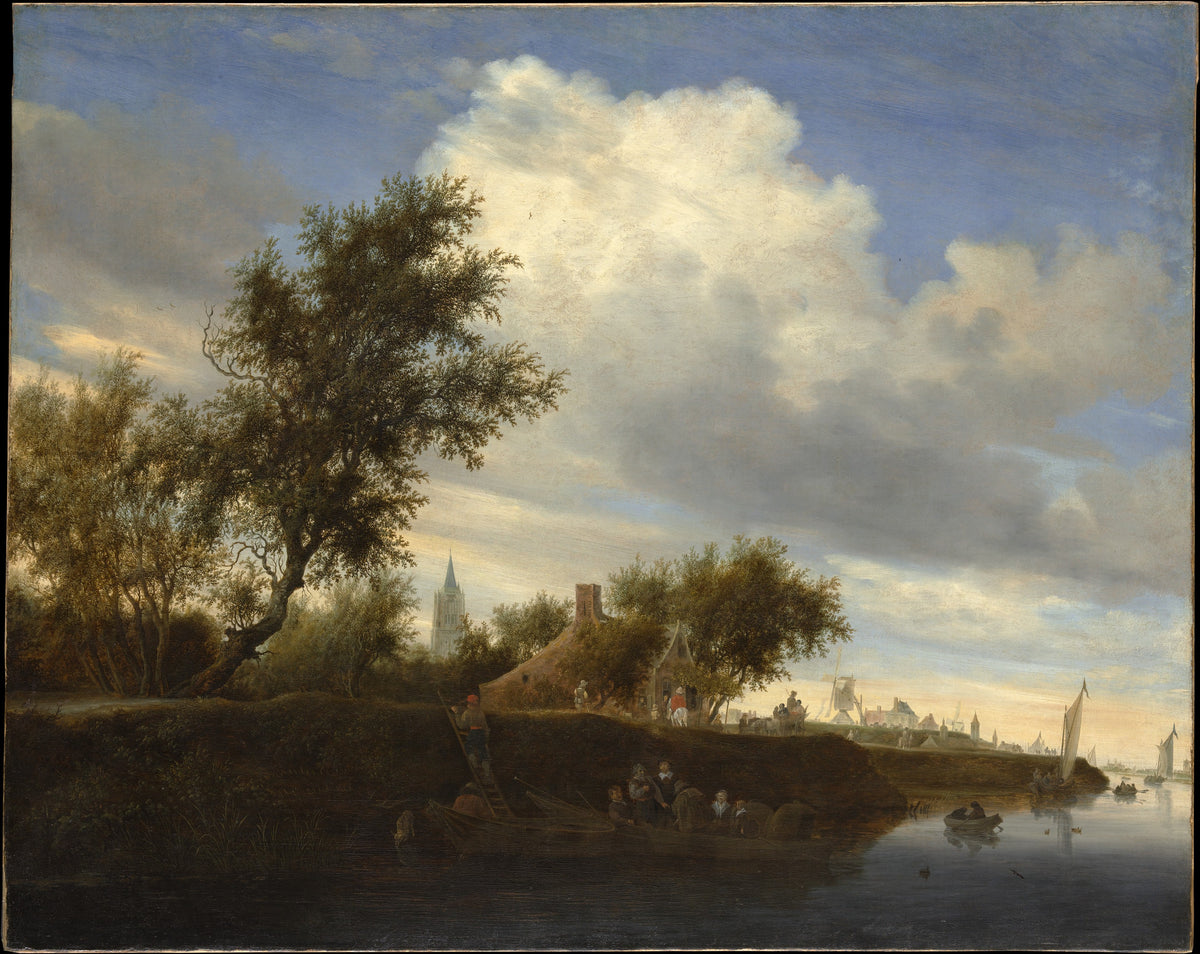 Ferry near Gorinchem by Salomon van Ruysdael - Oil Painting canvas print