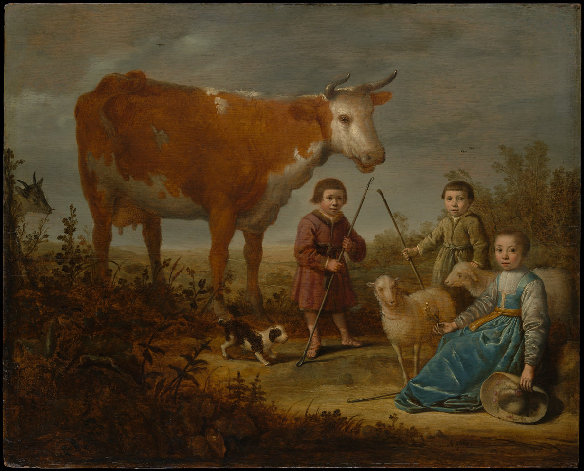 Children and a Cow by Aelbert Cuyp - Classic Art canvas print