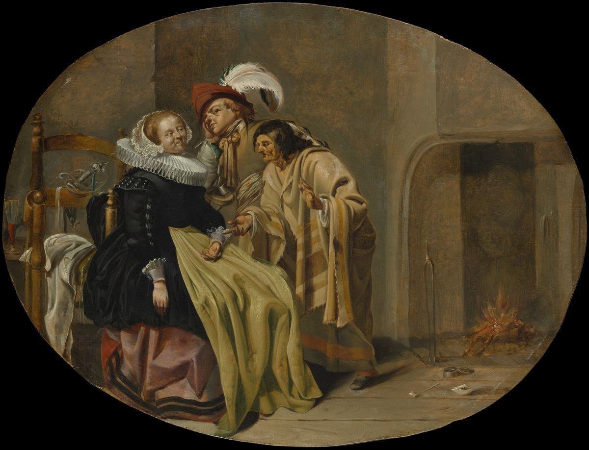 A Couple in an Interior with a Fortune-Teller by Jacob Duck - Classic Art canvas print