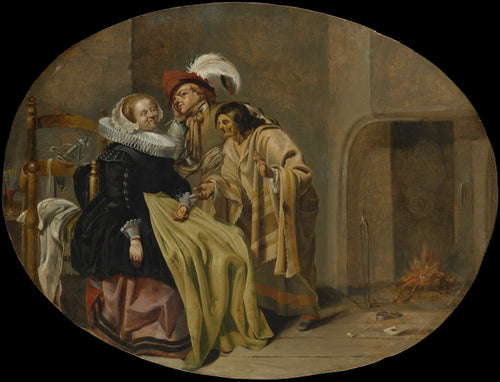 A Couple in an Interior with a Fortune-Teller by Jacob Duck - Classic Art canvas print