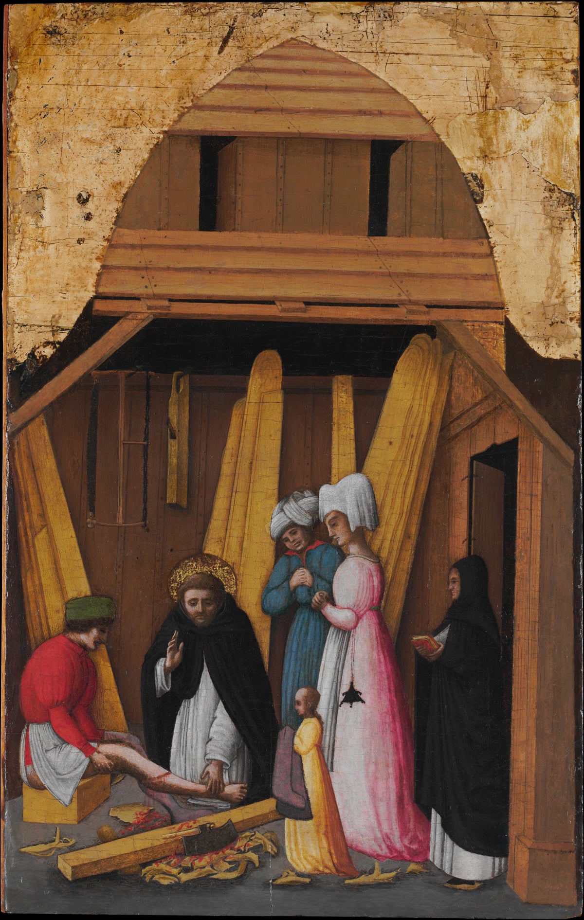 Saint Peter Martyr Healing the Leg of a Young Man by Antonio Vivarini - Tempera canvas print