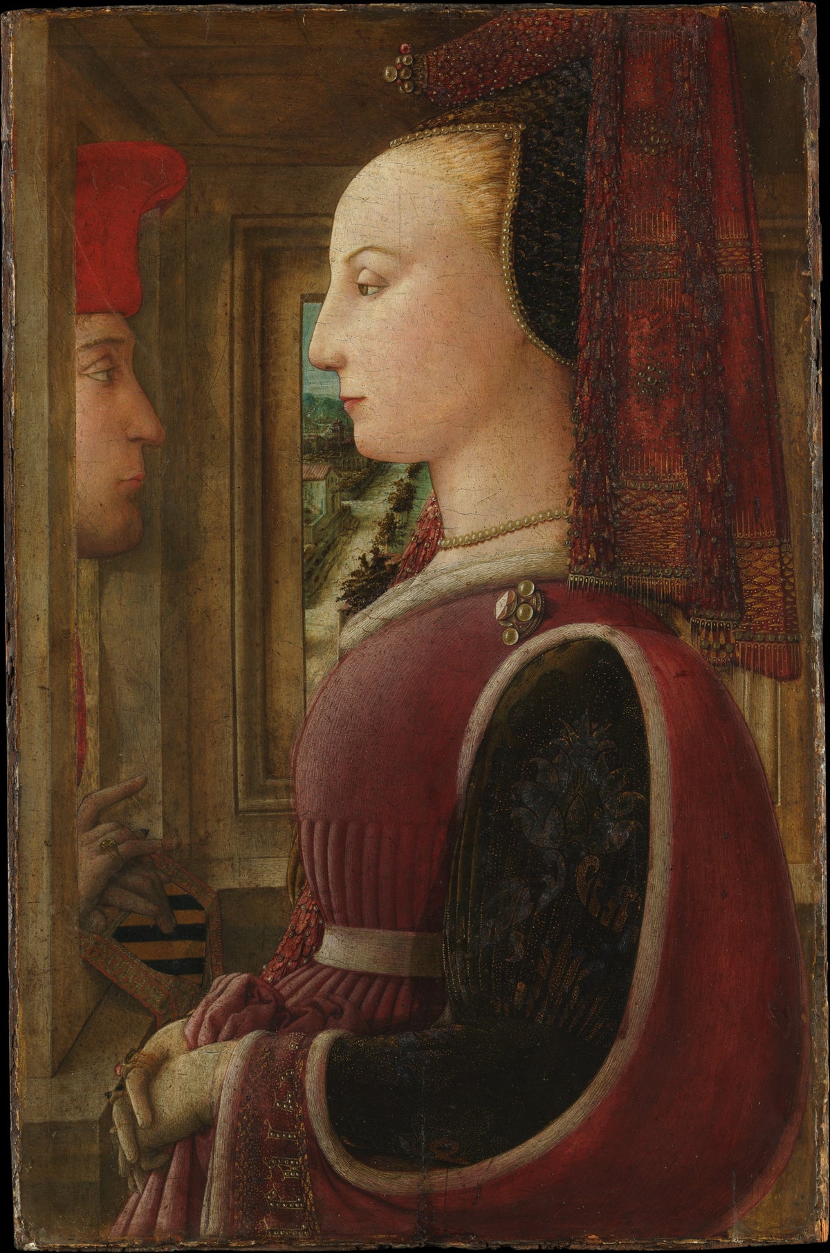 Portrait of a Woman with a Man at a Casement by Fra Filippo Lippi - Tempera canvas print