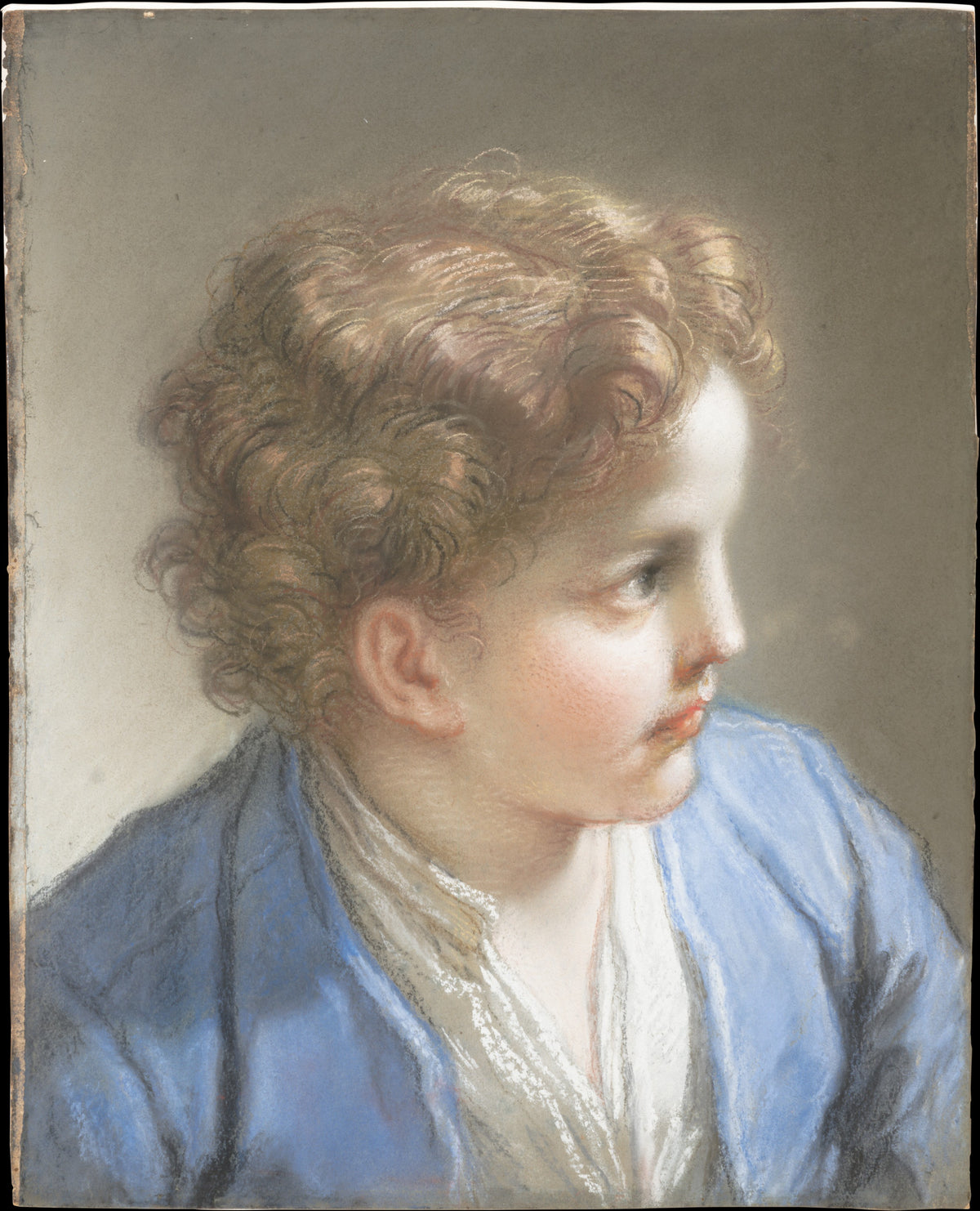 Study of a Boy in a Blue Jacket by Benedetto Luti - Pastel canvas print