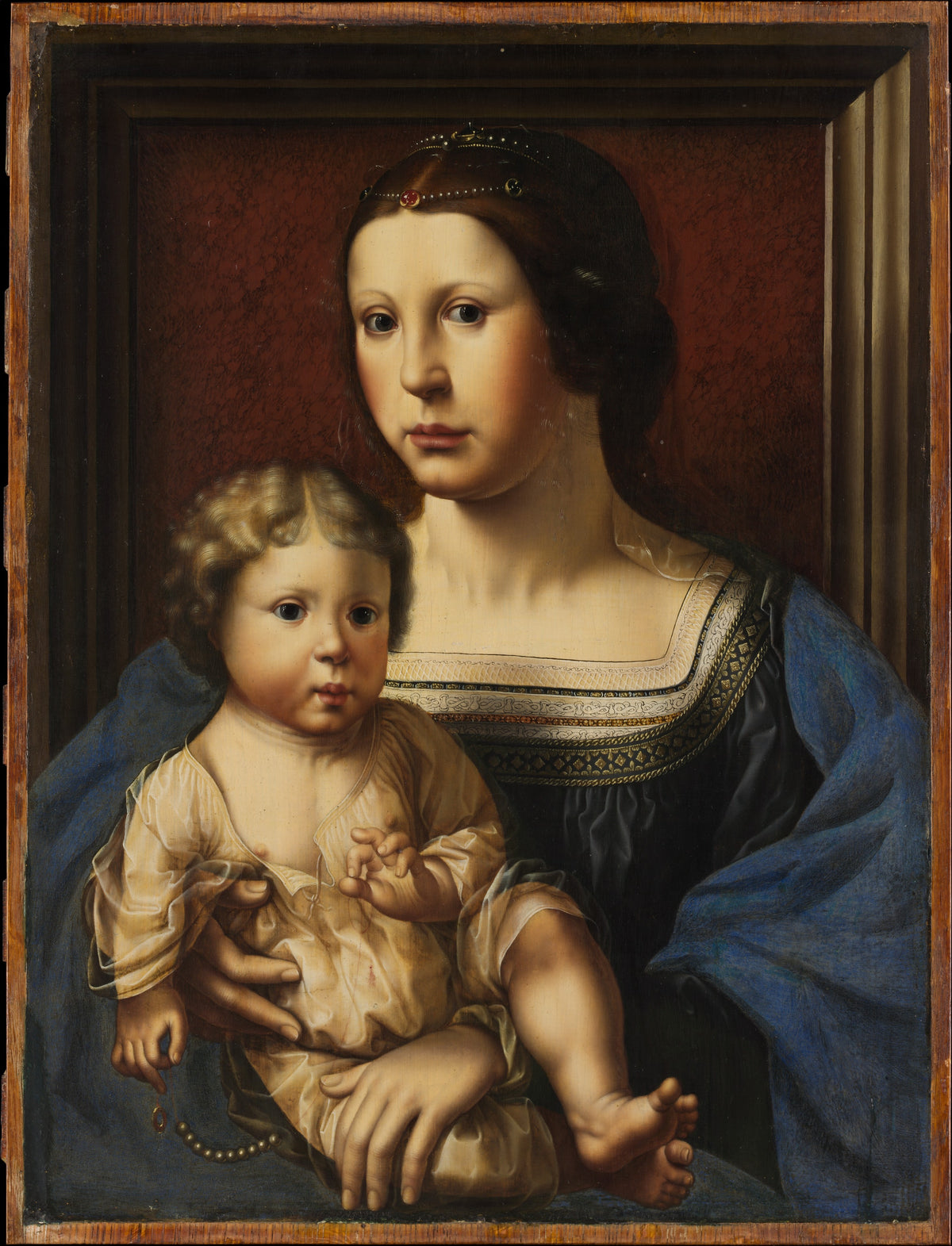 Anna van Bergen 14921541 and Her Son Hendrik born 1519 as the Virgin and Child by Jan Gossart (called Mabuse) - Classic Art canvas print