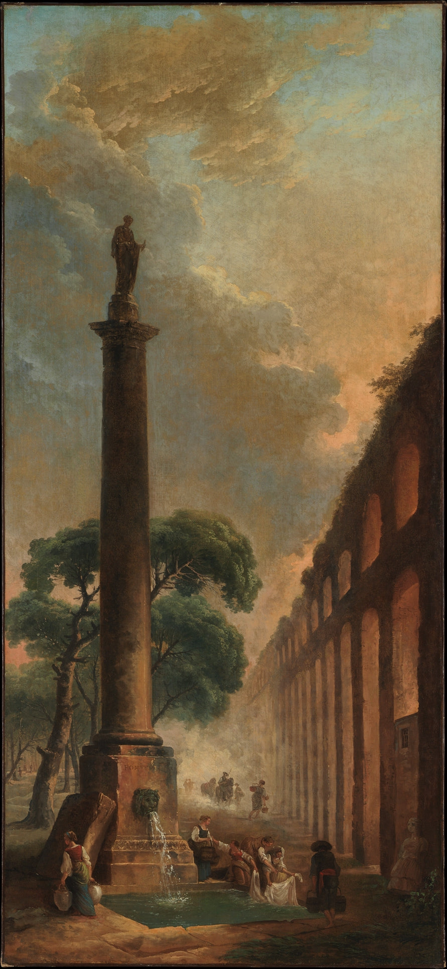 The Fountain by Hubert Robert - Oil Painting canvas print