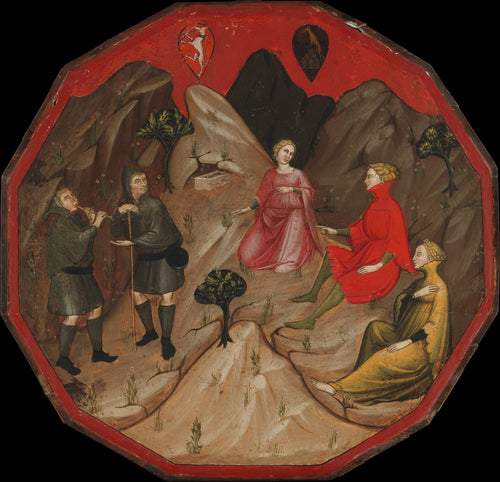 A Contest between the Shepherds Alcesto and Acaten by Master of 1416 - Tempera canvas print