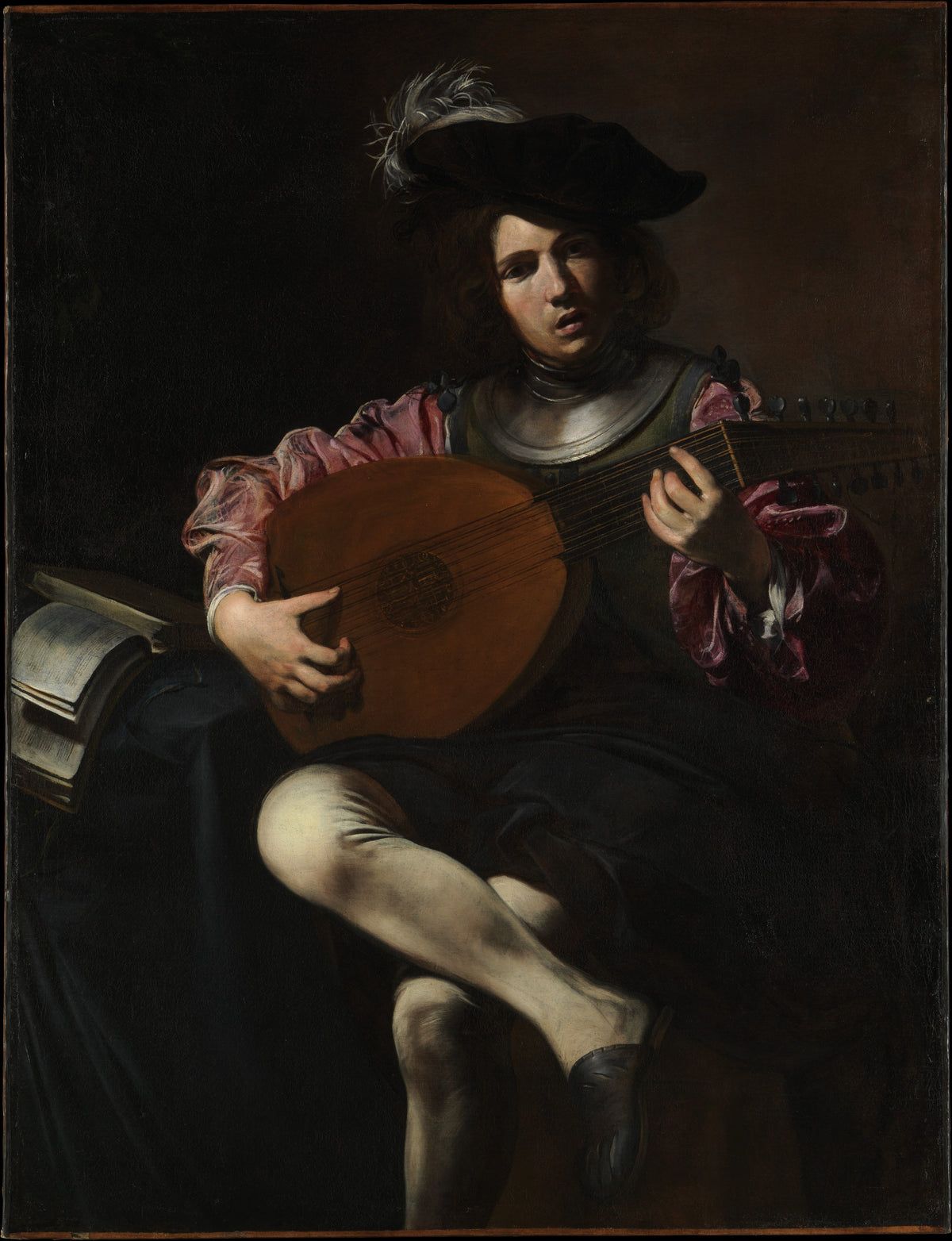 Lute Player by Valentin de Boulogne - Oil Painting canvas print