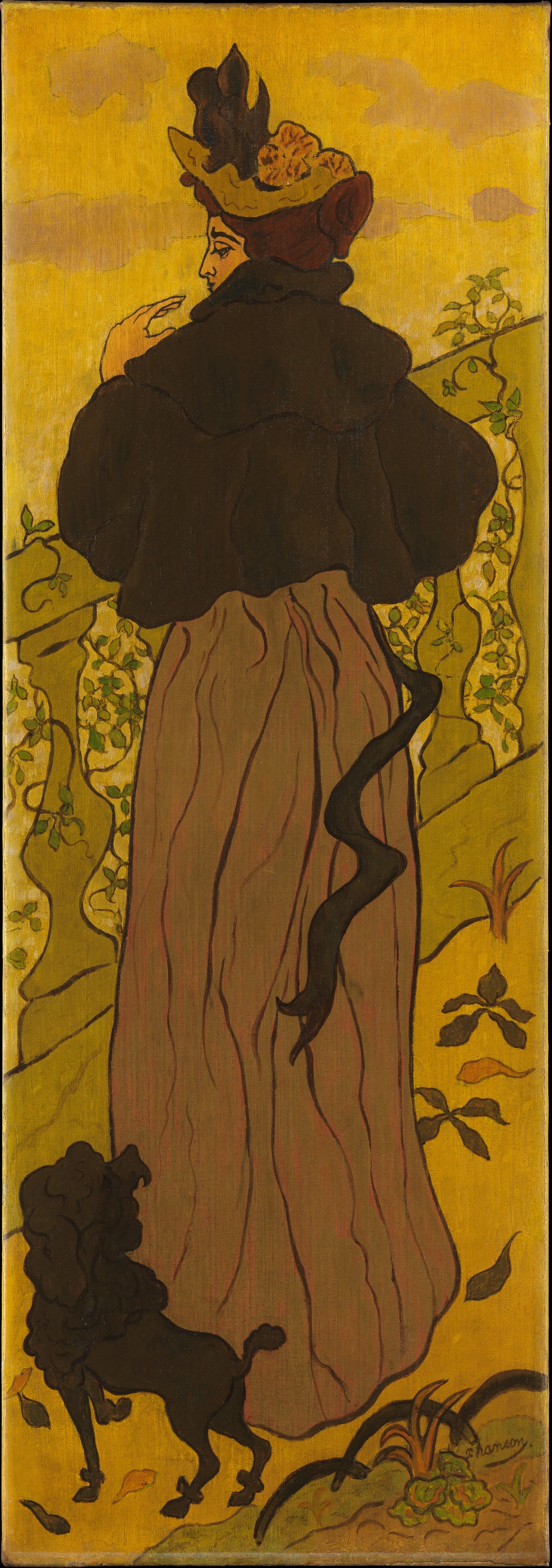 Woman Standing Beside a Balustrade with a Poodle by Paul Ranson - Classic Art canvas print