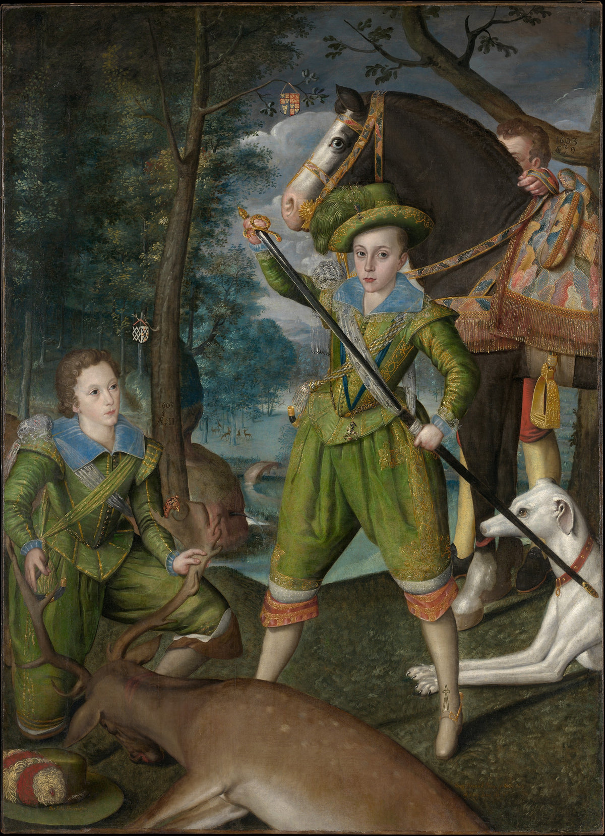 Henry Frederick 15941612, Prince of Wales, with Sir John Harington 15921614, in the Hunting Field by Robert Peake the Elder - Oil Painting canvas print