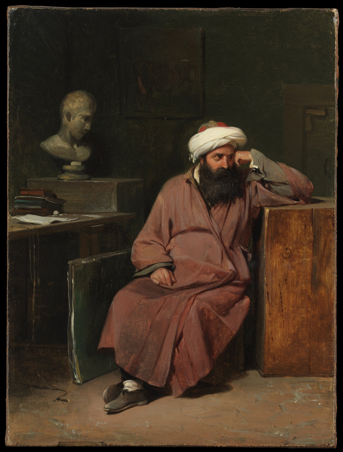 An Ottoman Man in the Artist's Studio by Auguste-Xavier Leprince - Oil Painting canvas print