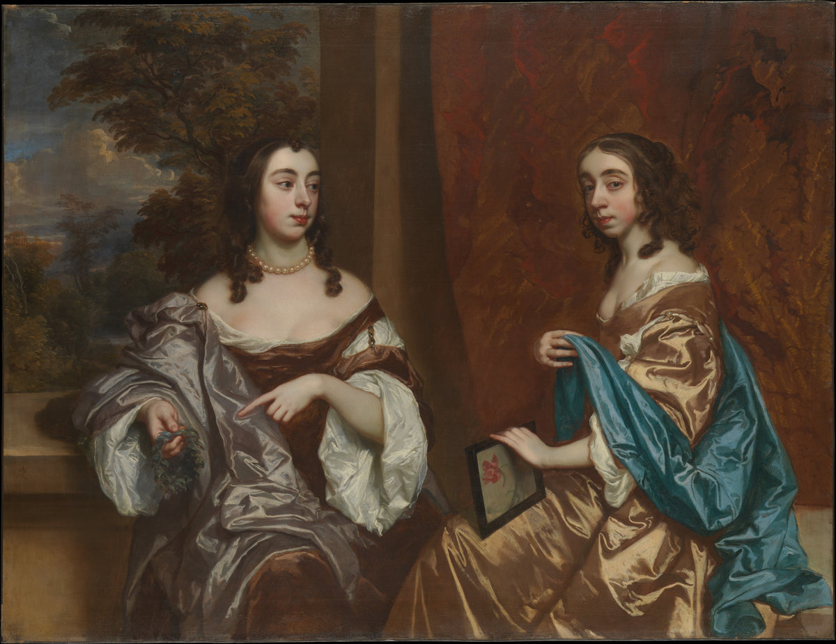 Mary Capel 16301715, Later Duchess of Beaufort, and Her Sister Elizabeth 16331678, Countess of Carnarvon by Sir Peter Lely (Pieter van der Faes) - Oil Painting canvas print