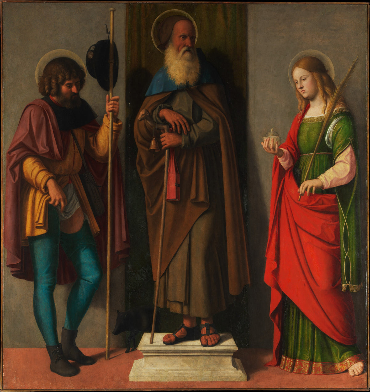 Three Saints Roch, Anthony Abbot, and Lucy by Cima da Conegliano (Giovanni Battista Cima) - Oil Painting canvas print