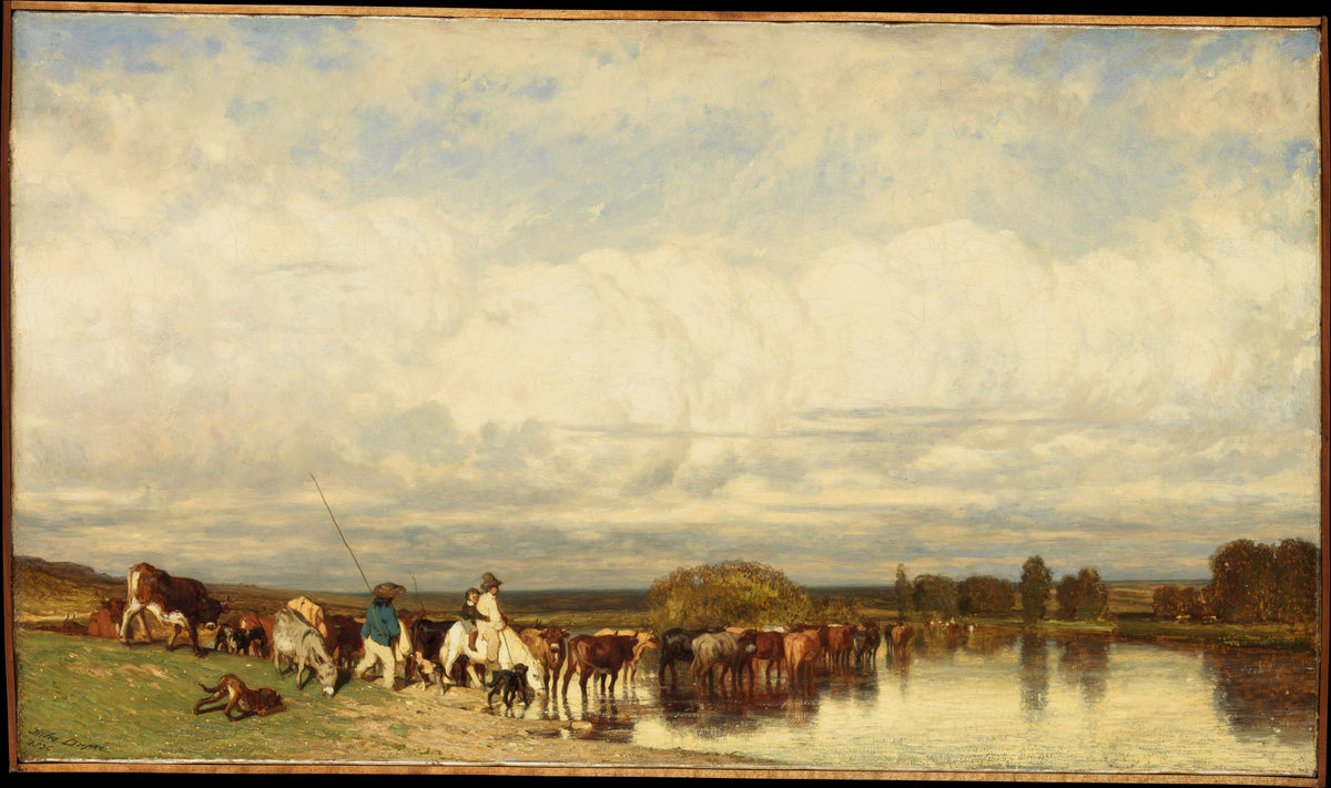 Cows Crossing a Ford by Jules Dupré - Oil Painting canvas print