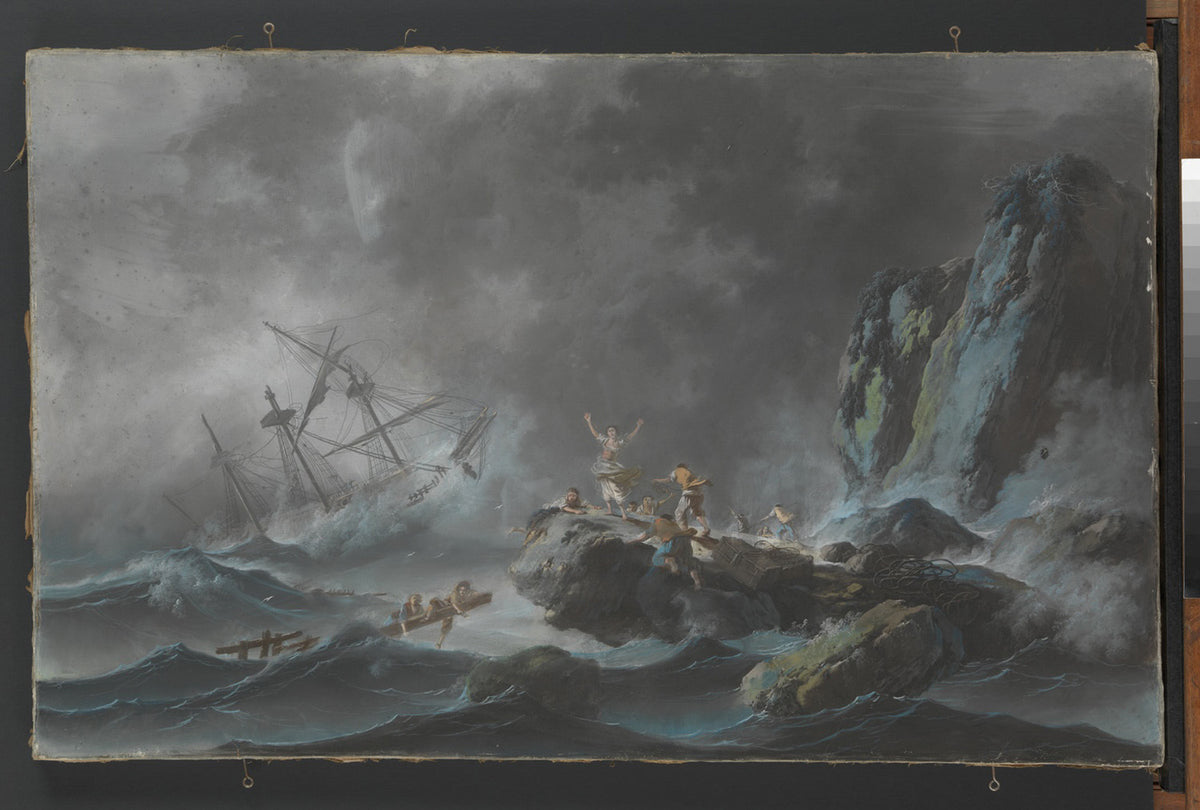 A Shipwreck in a Storm by Jean Pillement - Pastel canvas print
