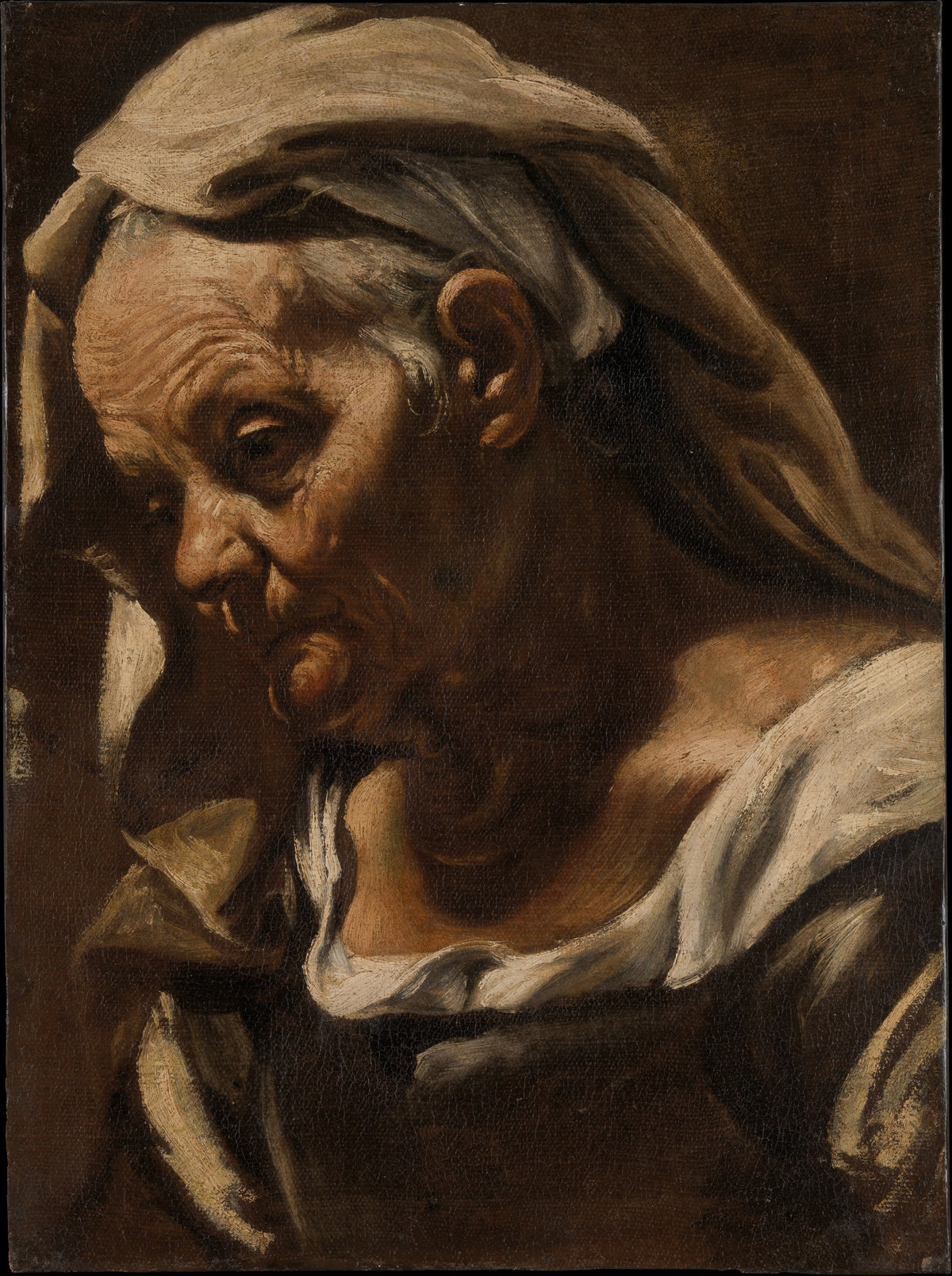 Head of an Old Woman by Orazio Borgianni - Oil Painting canvas print