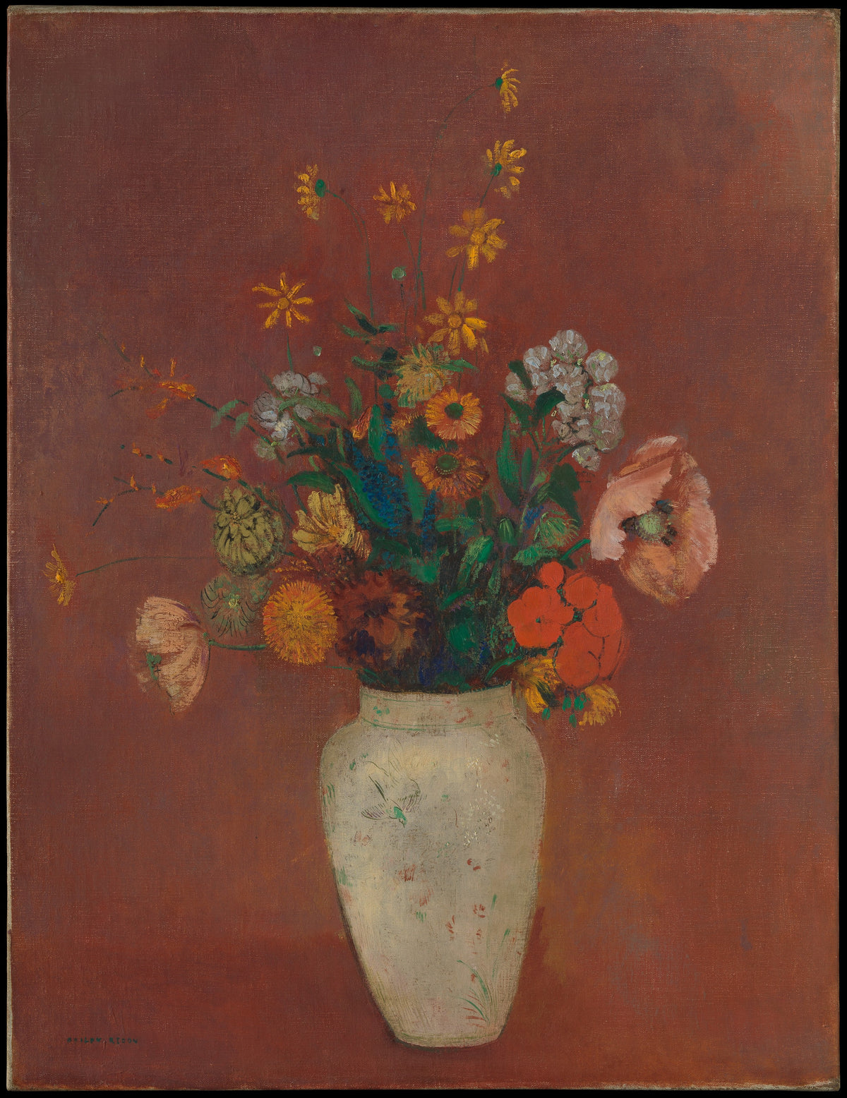 Bouquet in a Chinese Vase by Odilon Redon - Symbolist canvas print