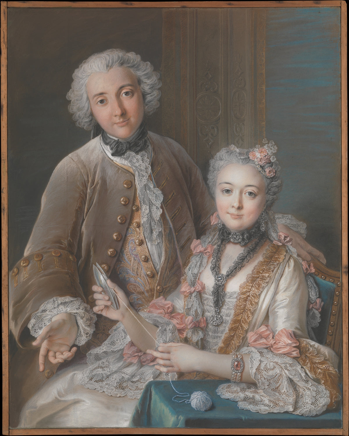 Franois de Jullienne 17221754 and Marie Elisabeth de Jullienne Marie Elisabeth de Sr de Rieux, 17241795 by Charles Antoine Coypel - Watercolor canvas print
