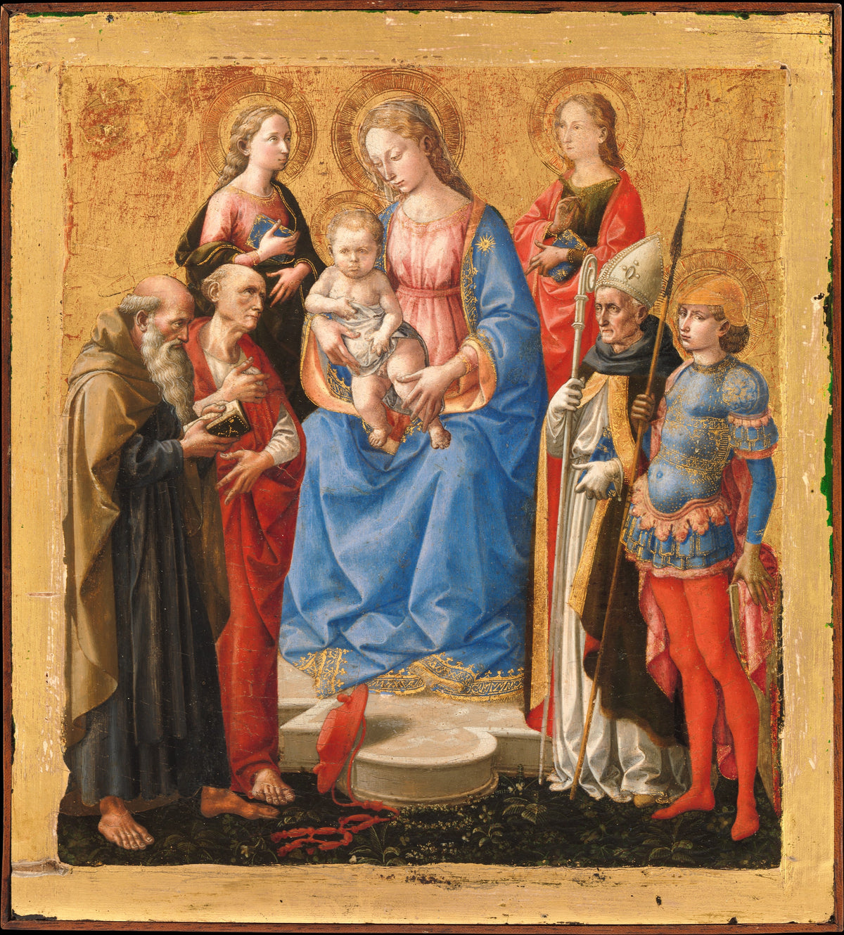 Madonna and Child with Six Saints by Pesellino (Francesco di Stefano) - Tempera canvas print