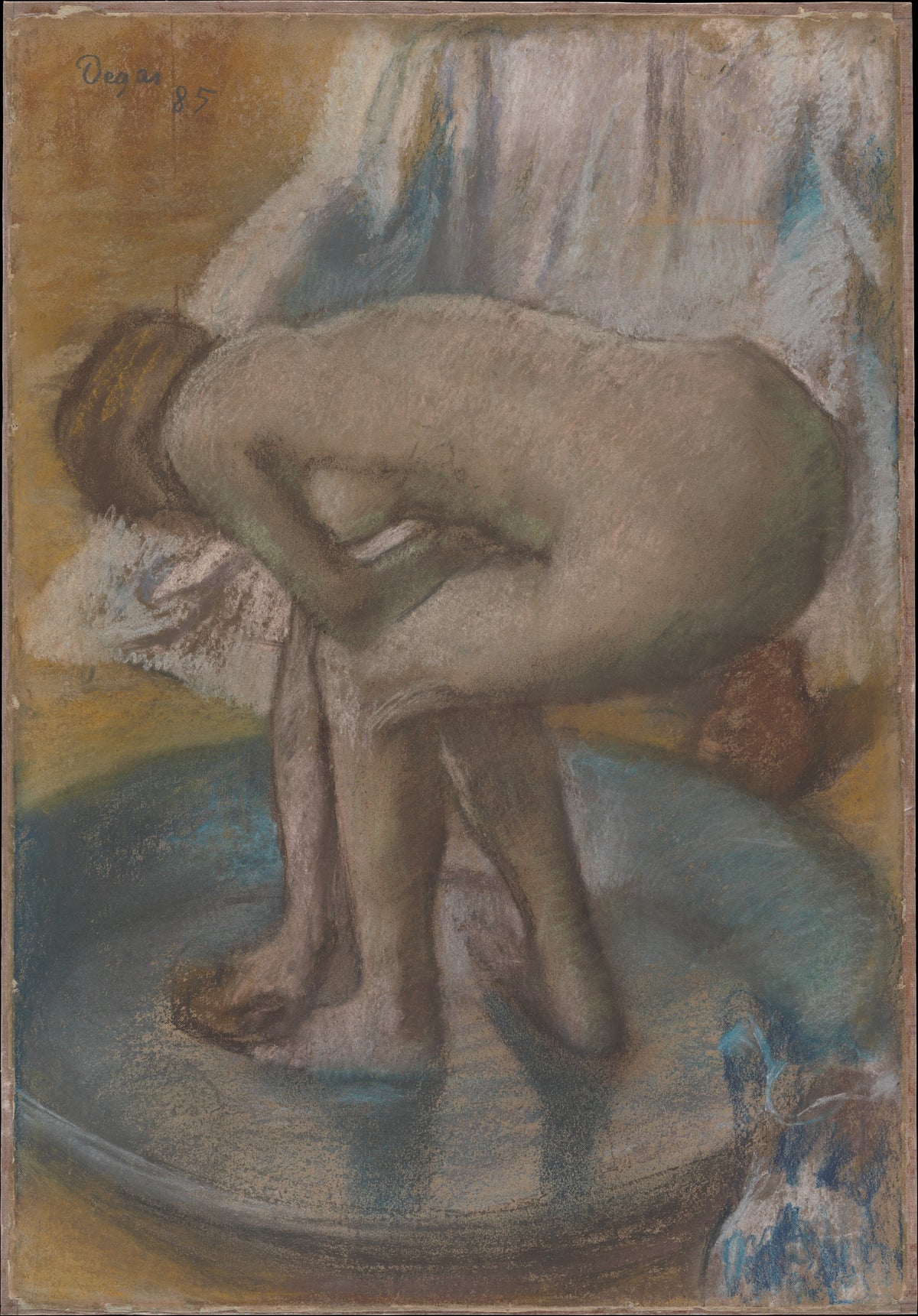 Woman Bathing in a Shallow Tub by Edgar Degas - Impressionist canvas print