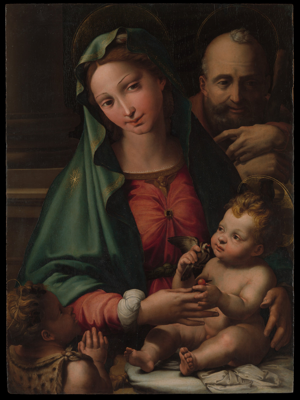 The Holy Family with the Infant Saint John the Baptist by Perino del Vaga (Pietro Buonaccorsi) - Classic Art canvas print
