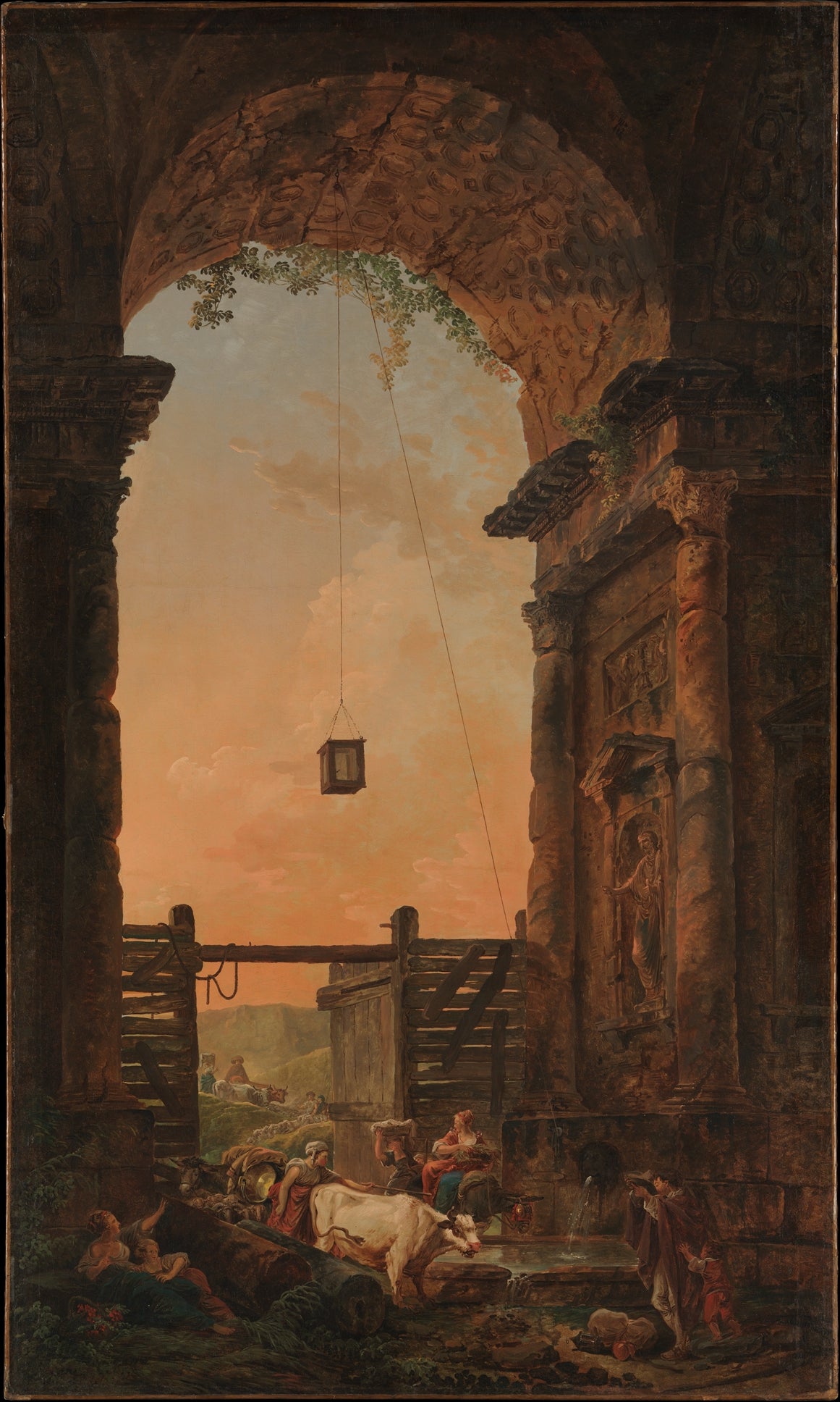 The Return of the Cattle by Hubert Robert - Oil Painting canvas print