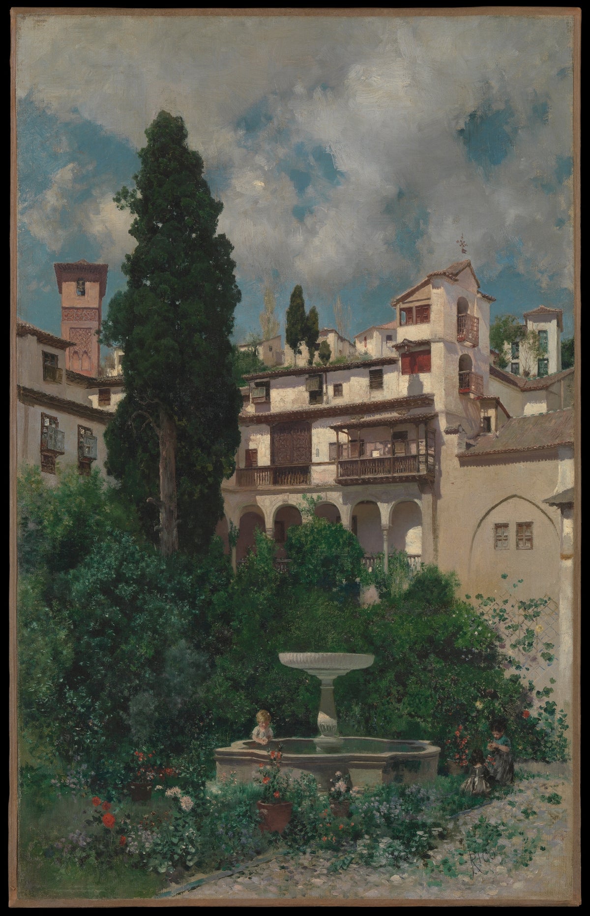 A Spanish Garden by Martín Rico y Ortega - Oil Painting canvas print