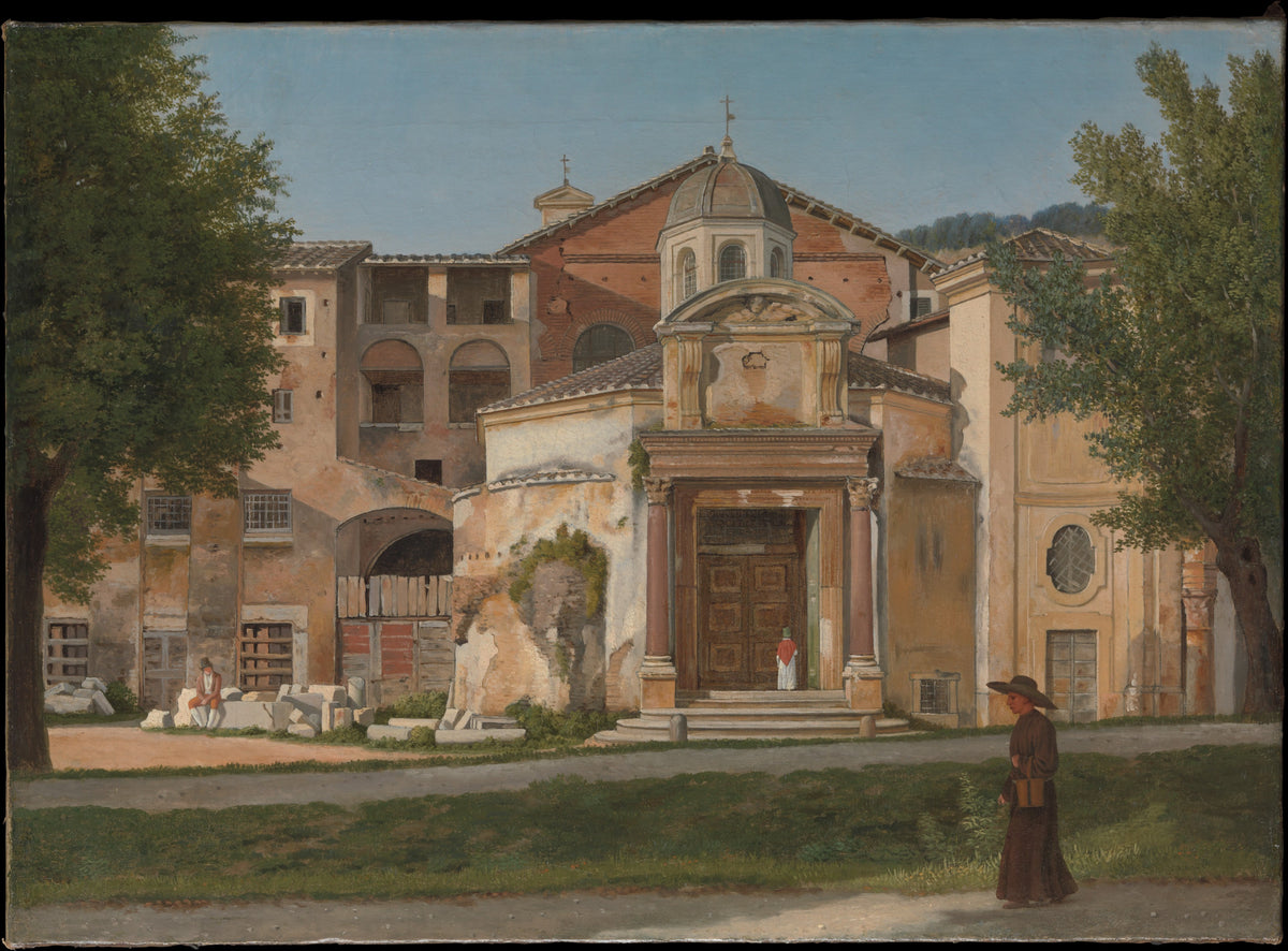 A Section of the Via Sacra, Rome The Church of Saints Cosmas and Damian by Christoffer Wilhelm Eckersberg - Oil Painting canvas print