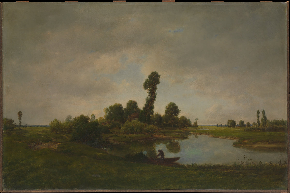A River Landscape by Théodore Rousseau - Naive Art canvas print