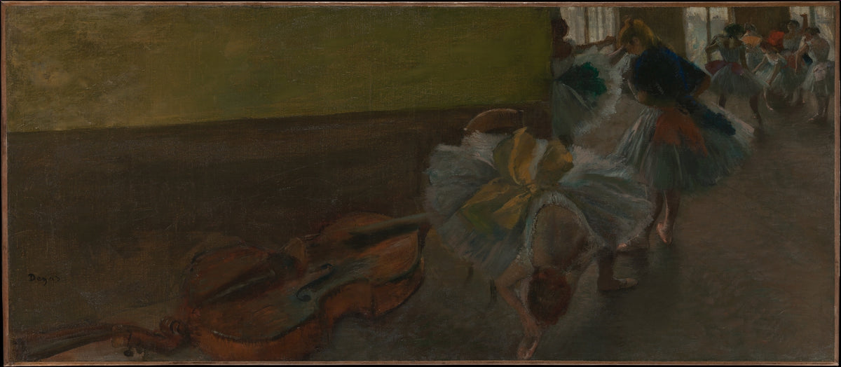 Dancers in the Rehearsal Room with a Double Bass by Edgar Degas - Impressionist canvas print