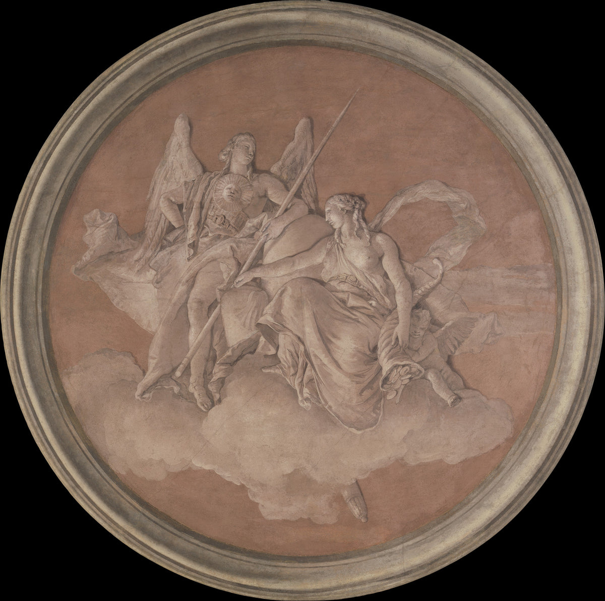 Allegorical Figures Representing Virtue and Abundance by Giovanni Battista Tiepolo - Classic Art canvas print