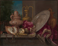 Still Life with Silver and Gold Plate, Shells, and a Sword by Meiffren Conte - Oil Painting canvas print