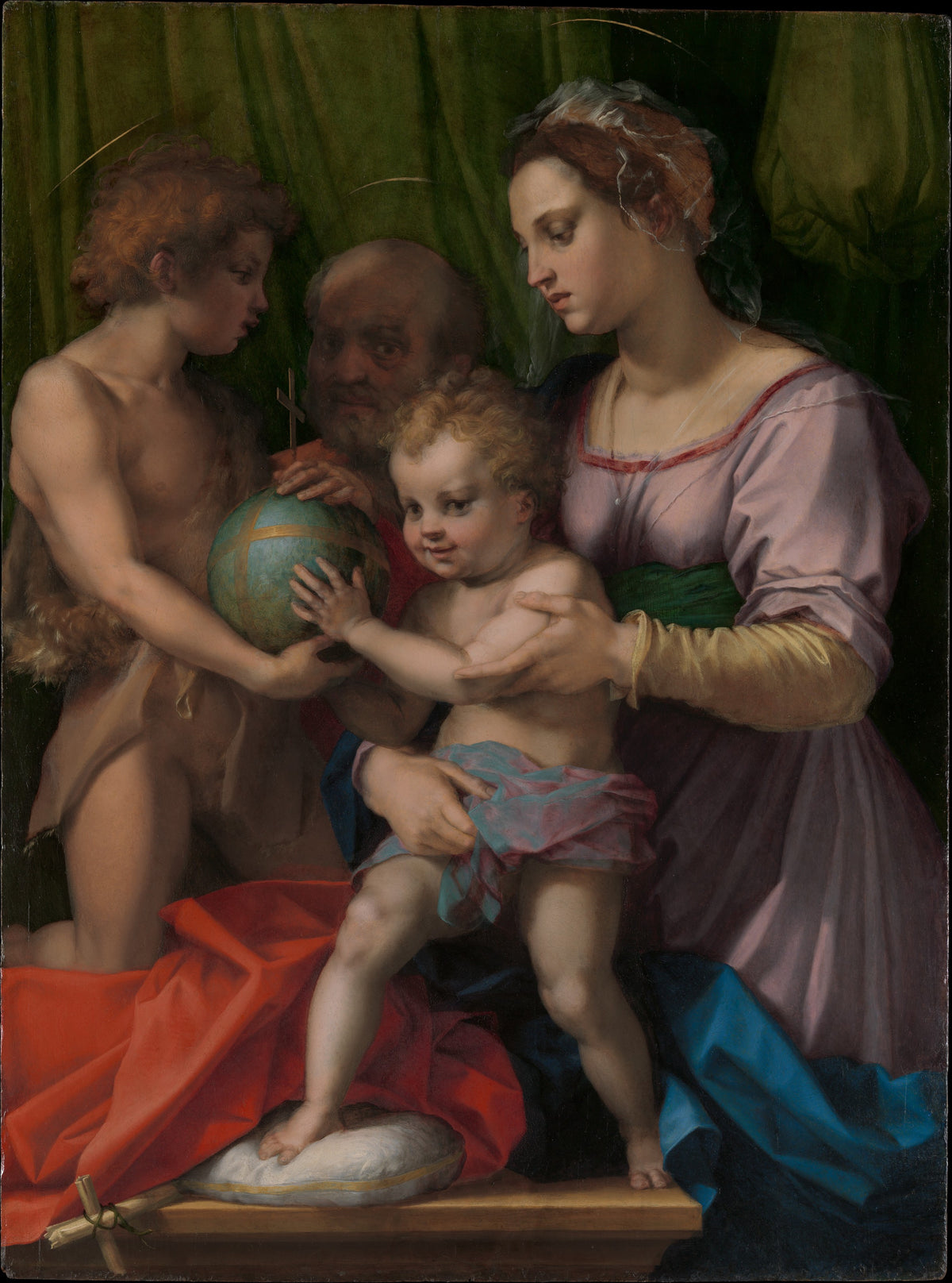 The Holy Family with the Young Saint John the Baptist by Andrea del Sarto (Andrea d'Agnolo) - Classic Art canvas print