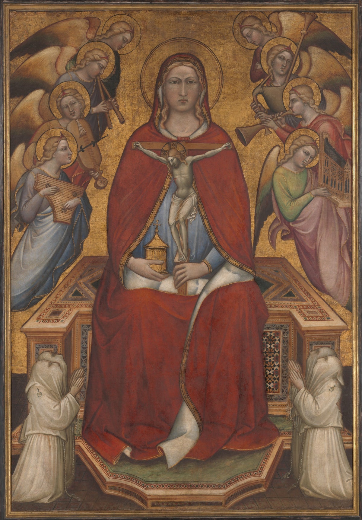 Saint Mary Magdalen Holding a Crucifix reverse The Flagellation by Spinello Aretino (Spinello di Luca Spinelli) - Tempera canvas print